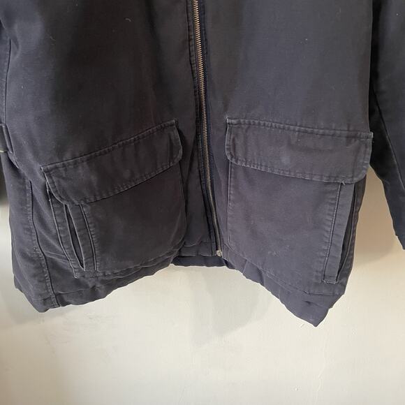 Vintage Eddie Bauer Jacket Mens XL Tall Navy Goose Down Chore Barn Coat Quilted - Picture 4 of 15